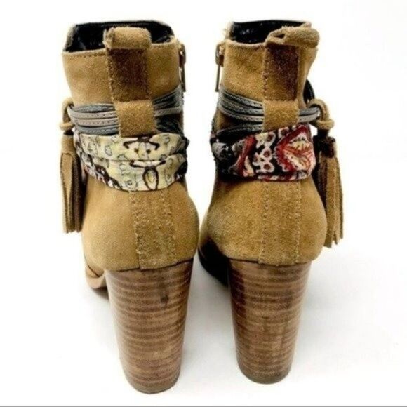 Callisto womans bohemian ankle heeled boots 7 BoxK brown suede leather - Picture 5 of 9